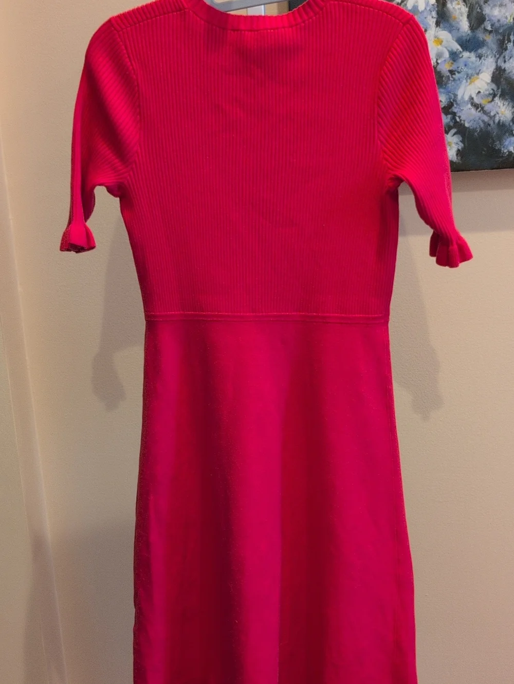 kate spade red V-neck A-line knit dress